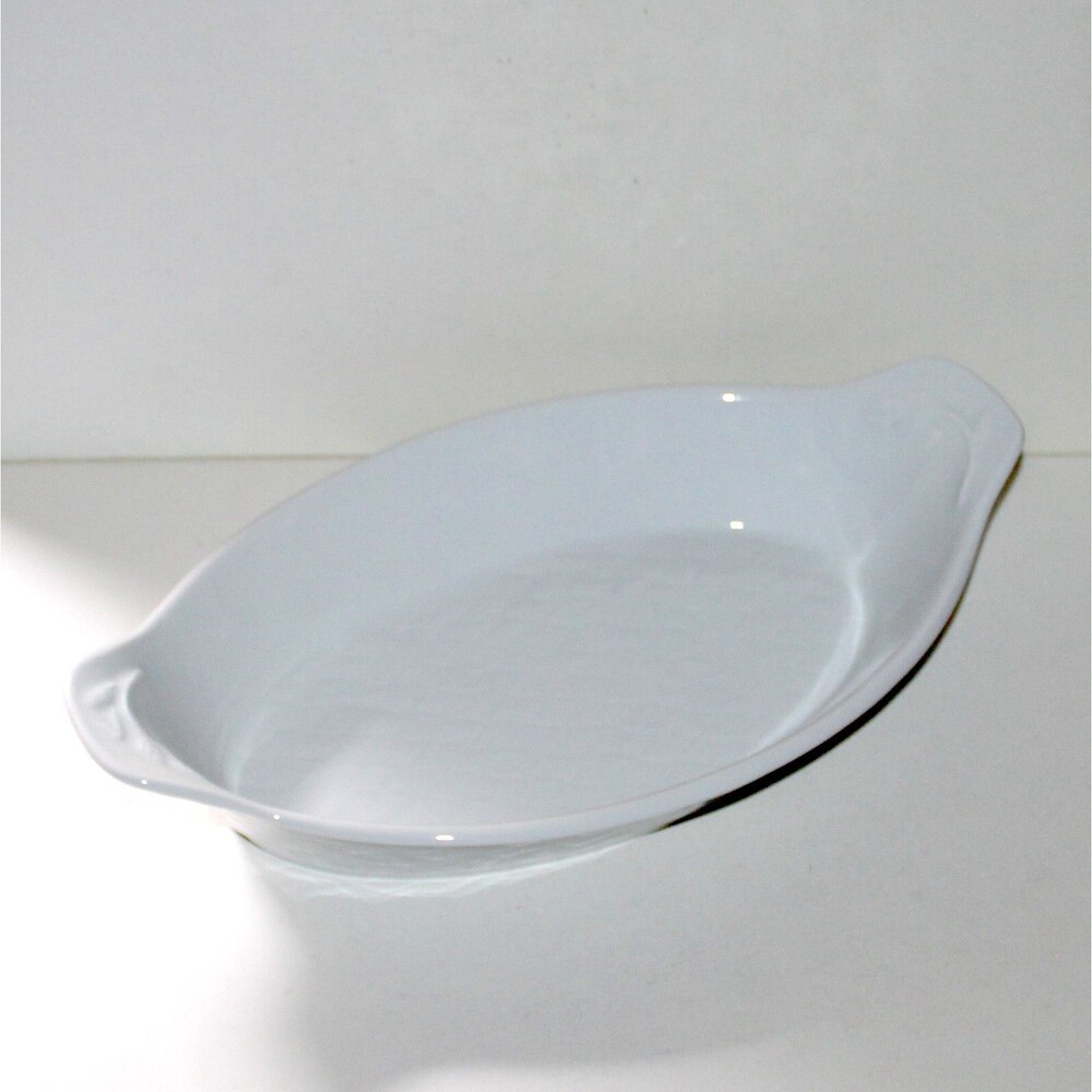 Royal Worcester Baker Gourmet Oven basketweave white England casserole 13.5"